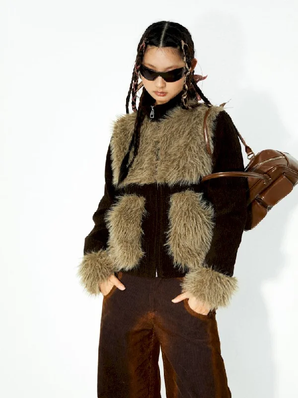 Corduroy Patchwork Fur Small Coat【s0000006269】 Print Jacquard Embroidered