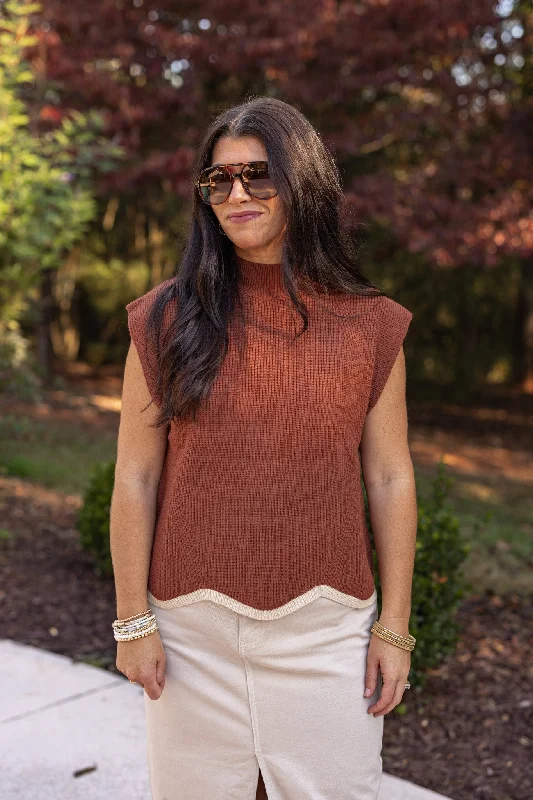 Autumn Glow Brown Ribbed Sweater Slim Fit Regular Fit Oversized