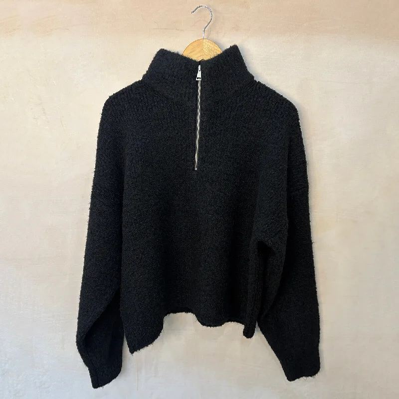 Andre Sweater in Black by Le Bon Shoppe High Neck Crew Neck V-Neck