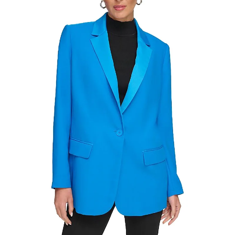 DKNY Womens Solid  One-Button Blazer Women's Premium Blazer