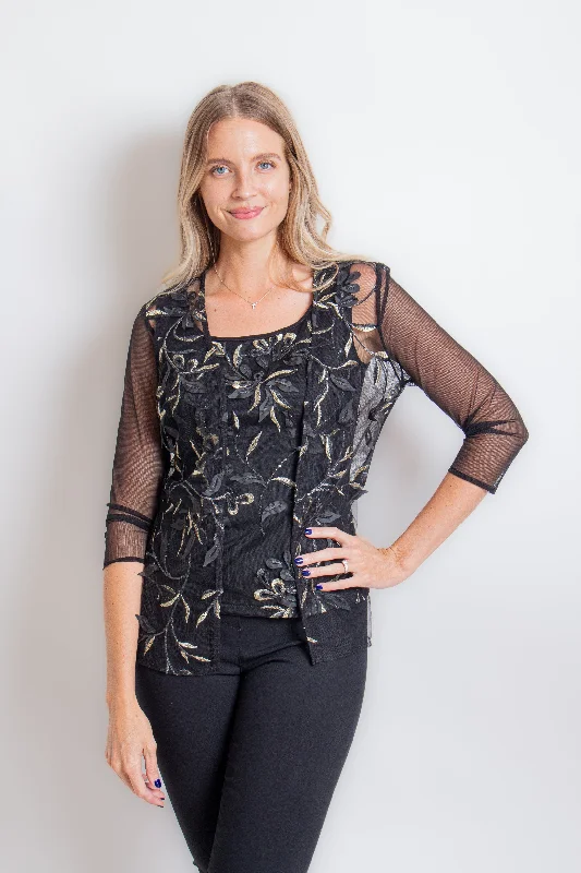 Black/ Gold Knit Tank & Cover-Up chic tank top