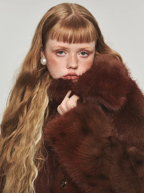 Fake Fur Gradient Windproof Loose Coat【s0000005004】 Toggle Coat Shawl Collar Coat Notch Collar Coat
