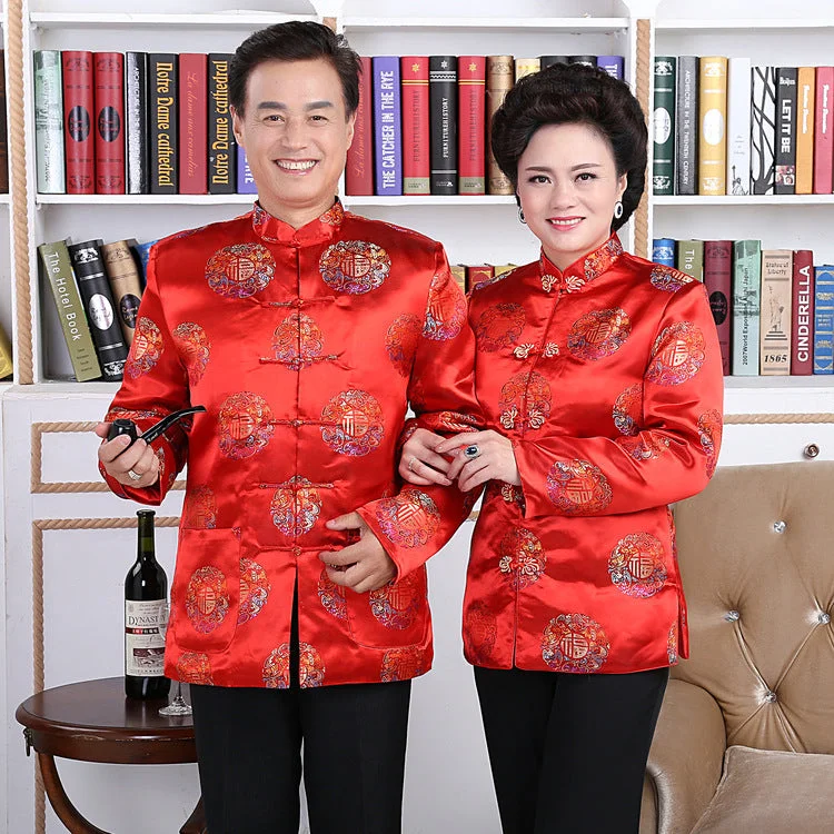 Brocade Parent's Birthday Matching Couple Traditional Chinese Jackets Oversized Jacket Tailored Jacket Straight Jacket Brocade Parent's Birthday Matching Couple Traditional Chinese Jackets Oversized Jacket Tailored Jacket Straight Jacket