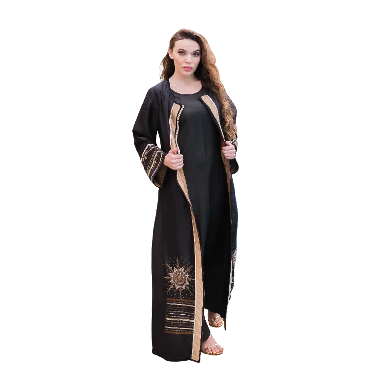 Gold and Black Kaftan Coat Cotton Linen Terry