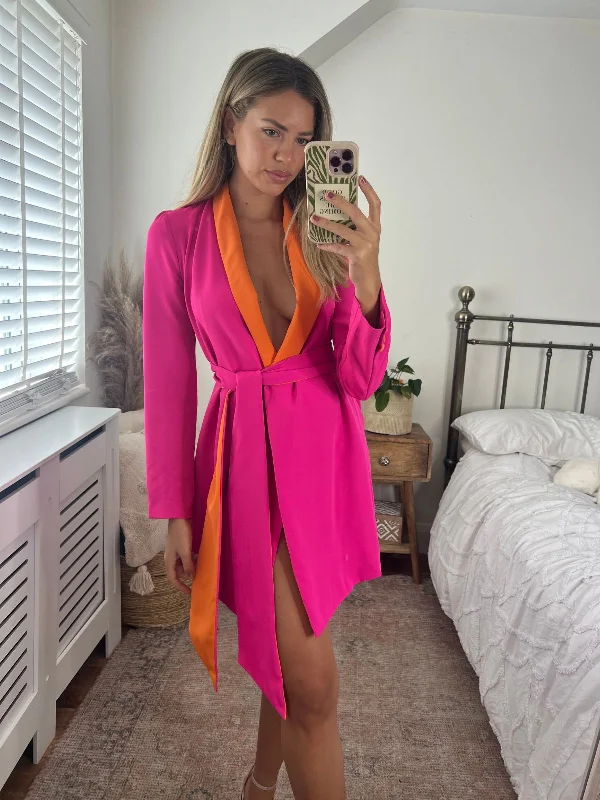 Maya Colourblock Blazer Dress in Pink Women's Navy Jacket