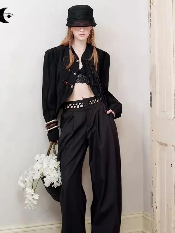 Classic fit beaded and buttoned blazer【s0000008186】 Women's Trendy Suit