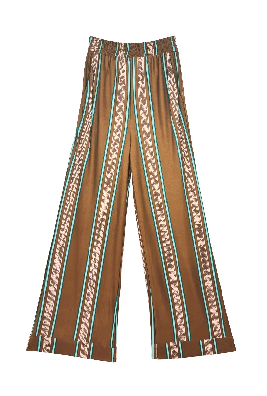 Elastic Waist Trousers - Greek Key Trousers Mesh Breathable