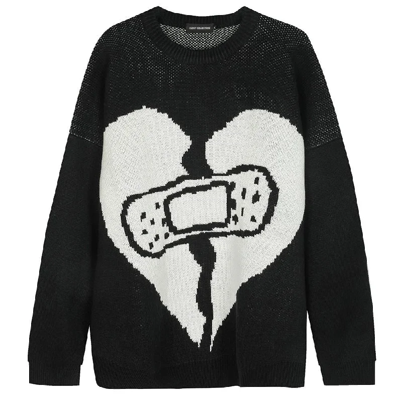 Broken Heart Bandage Sweater Terry Terry Cloth Terry Knit