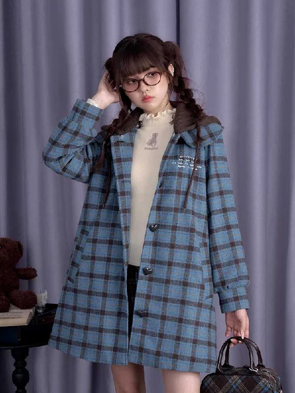 Hooded college style coat【s0000010693】 Fleece Down Feather
