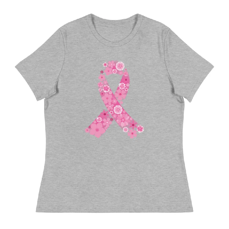 Pink Ribbon Floral Women's Relaxed T-Shirt