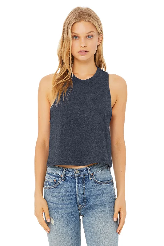 Bella + Canvas Womens Cropped Tank Top - Heather Navy Blue