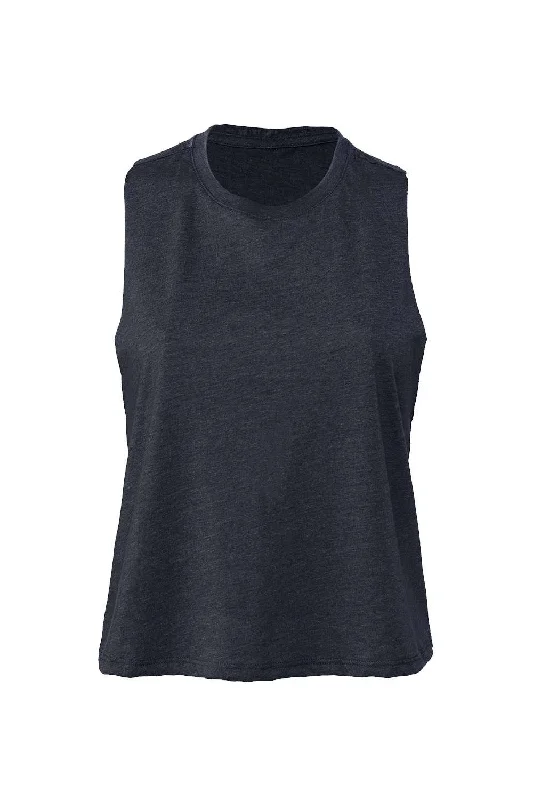 Bella + Canvas Womens Cropped Tank Top - Heather Navy Blue