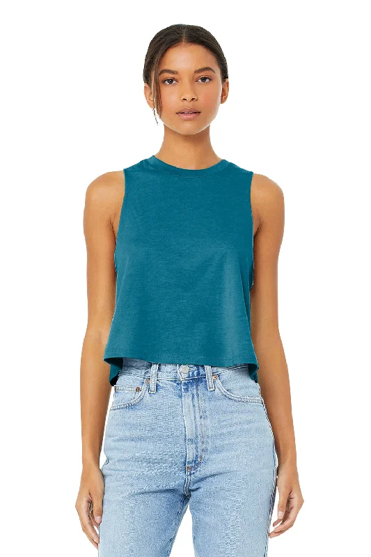 Bella + Canvas Womens Cropped Tank Top - Heather Deep Teal Blue