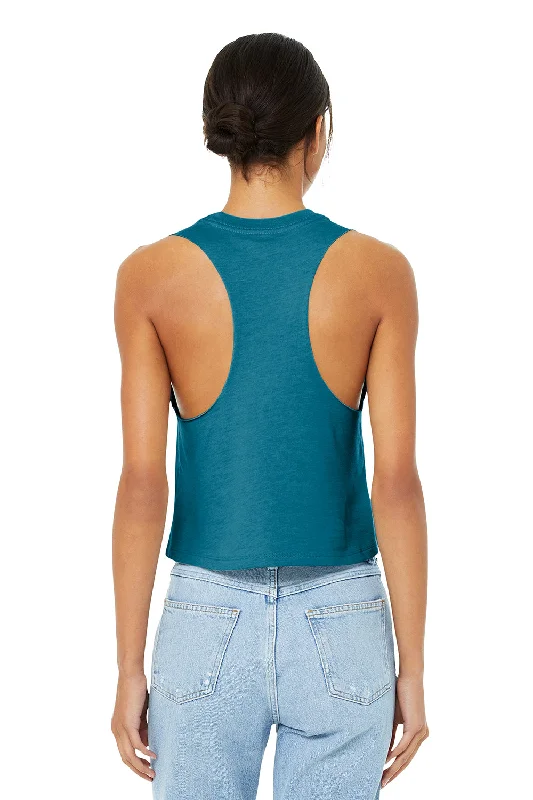 Bella + Canvas Womens Cropped Tank Top - Heather Deep Teal Blue