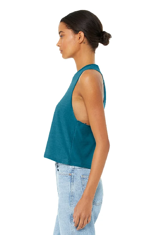 Bella + Canvas Womens Cropped Tank Top - Heather Deep Teal Blue