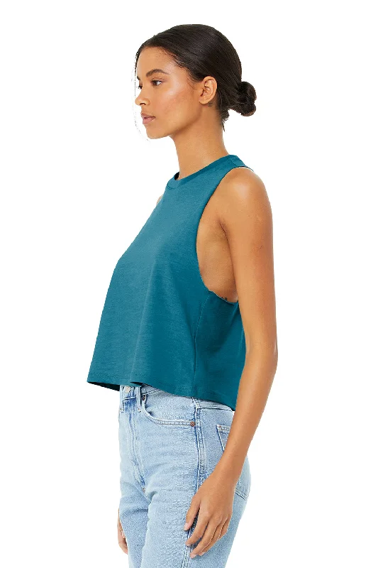 Bella + Canvas Womens Cropped Tank Top - Heather Deep Teal Blue