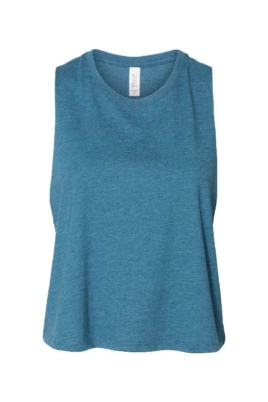 Bella + Canvas Womens Cropped Tank Top - Heather Deep Teal Blue