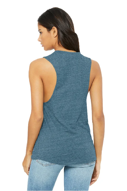 Bella + Canvas Womens Flowy Muscle Tank Top - Denim Blue Slub