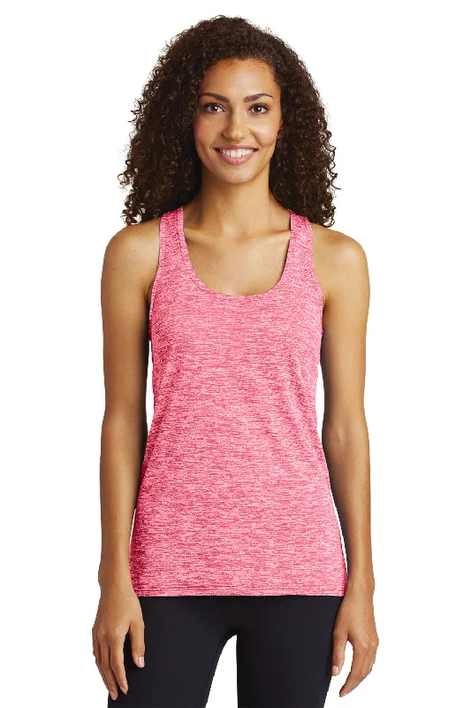 Sport-Tek Womens Electric Heather Moisture Wicking Tank Top - Power Pink Electric