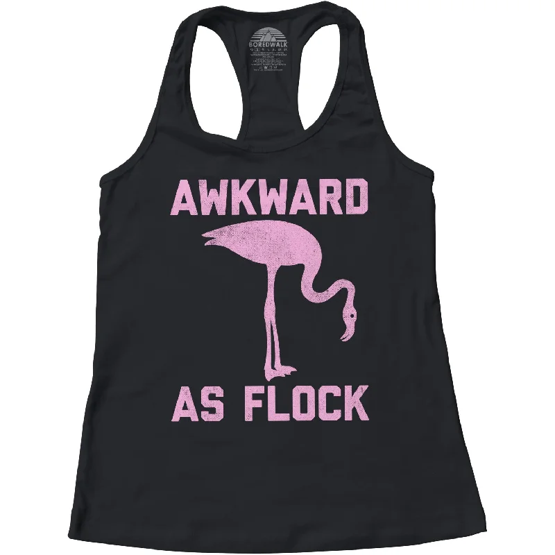 Women's Awkward as Flock Flamingo Racerback Tank Top