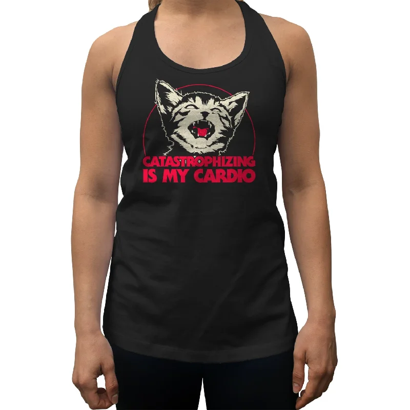 Women's Catastrophizing Is My Cardio Cat Racerback Tank Top