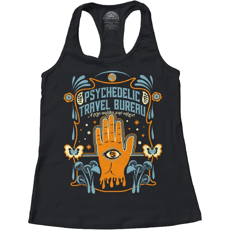 Women's Psychedelic Travel Bureau Racerback Tank Top