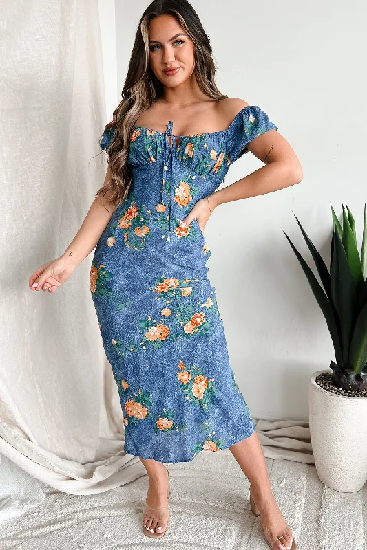 April Showers Floral Maxi Dress (Blue)