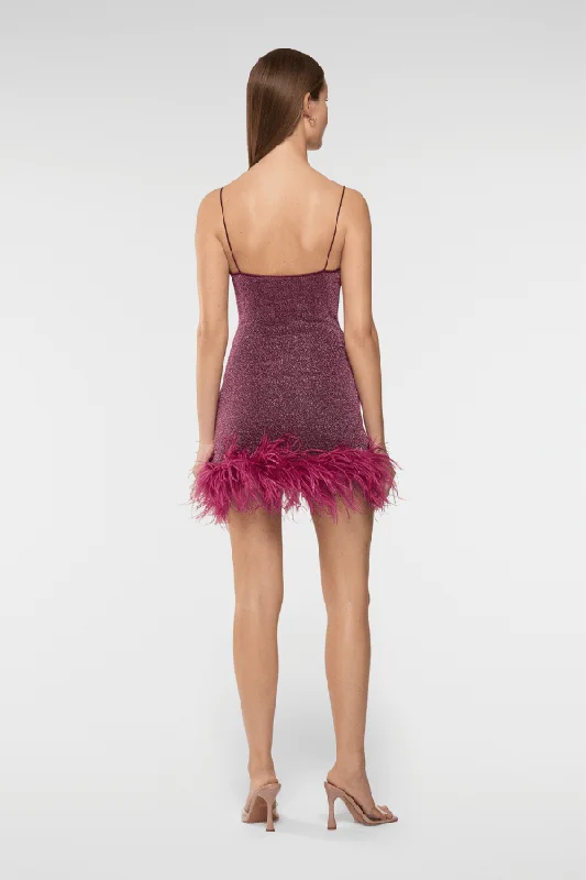 Lumiere Plumage Mini Dress Aubergine