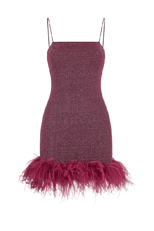 Lumiere Plumage Mini Dress Aubergine