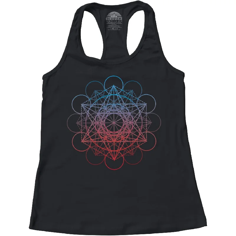 Women's Metatrons Cube Rainbow Racerback Tank Top