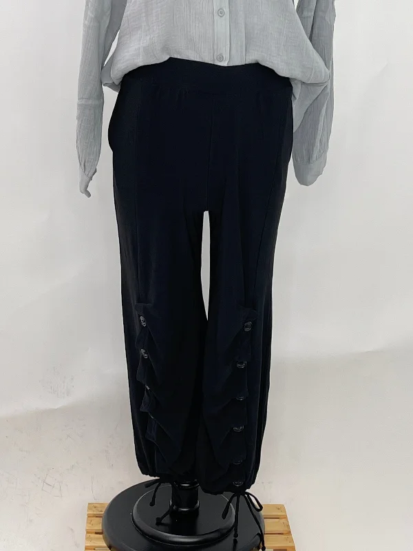 Black Tie Pant with Buttons