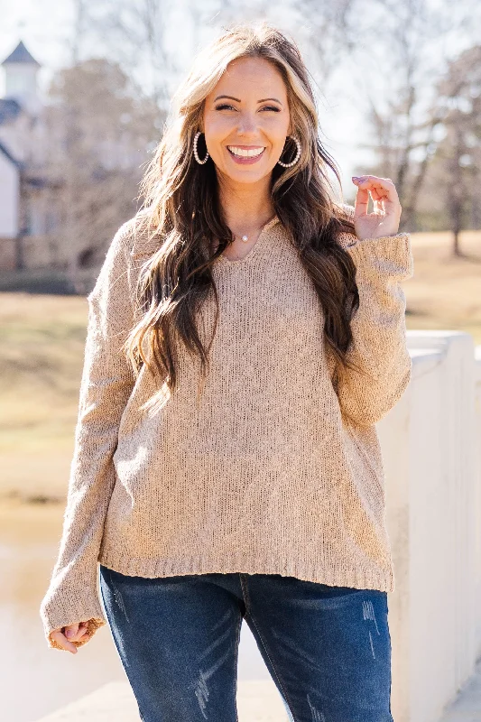 Collared Bliss Sweater, Tan