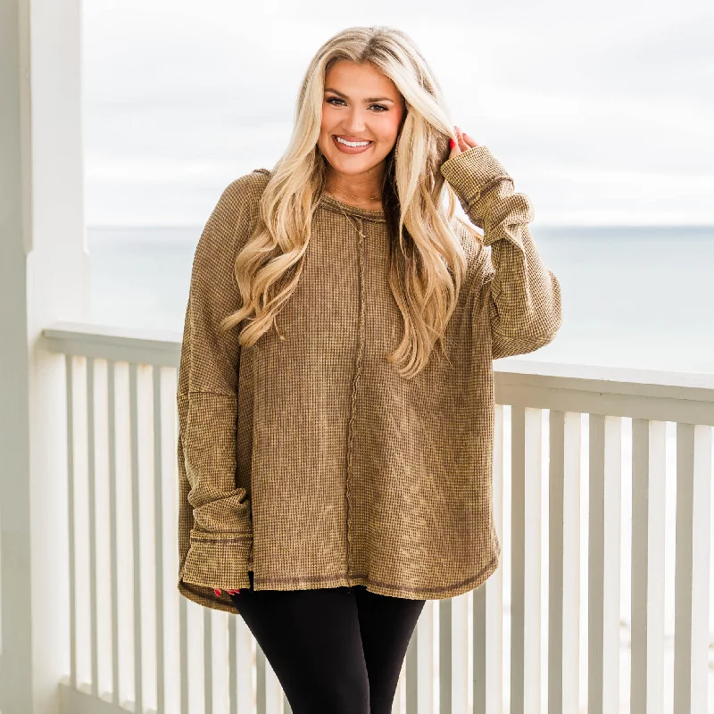 Cozy Waffle Pullover, Mocha