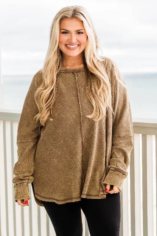 Cozy Waffle Pullover, Mocha