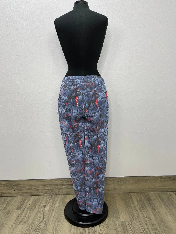 Blue Pattern Pants with Pockets - 28