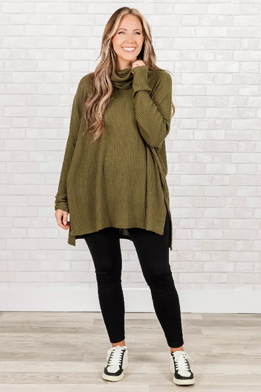 Keep Your Trust Sweater, Dark Olive