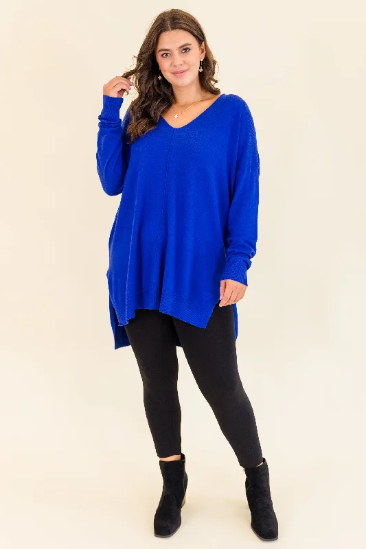 Miss Who I Was Sweater, Cobalt Blue