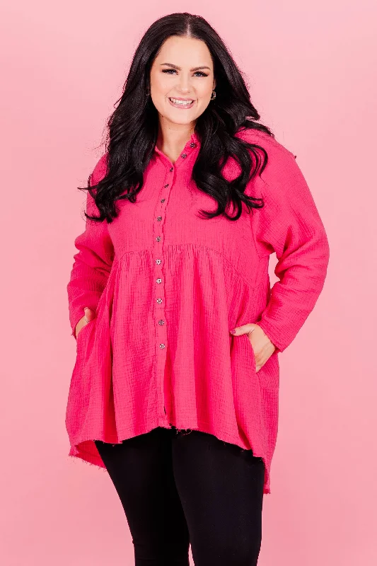 Stuck In Her Daydream Top, Fuchsia