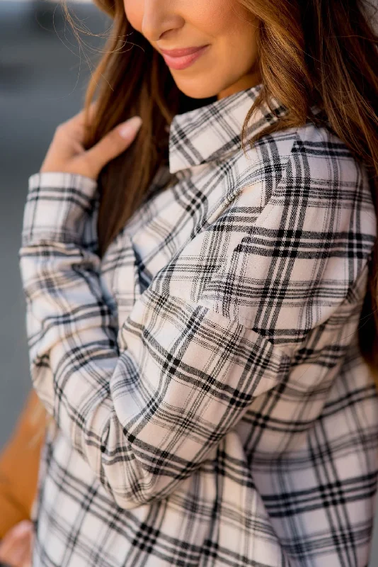 Black & White Plaid Button Up