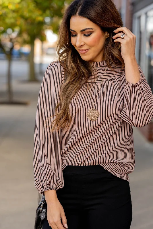 Mixed Stripes Cinched Trim Blouse