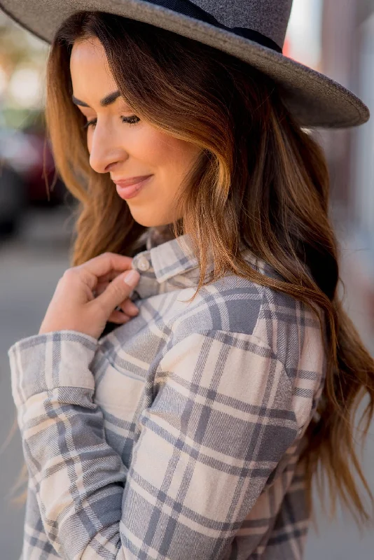 Pocketed Plaid Button Up