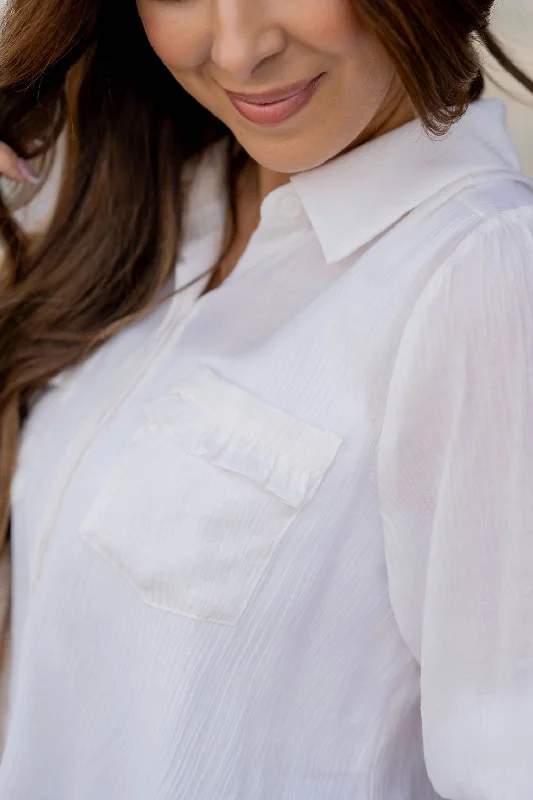 Subtle Textured Half Sleeve Button Up Blouse