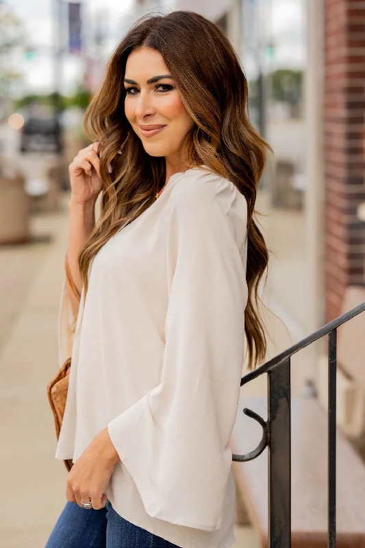 Wide Sleeve V-Neck Blouse