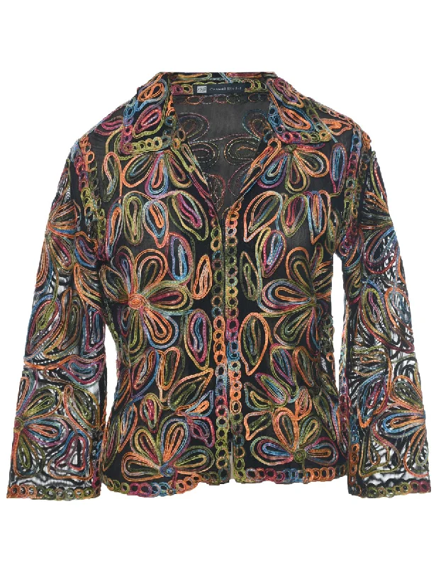 Embroidered Sheer Jacket - M