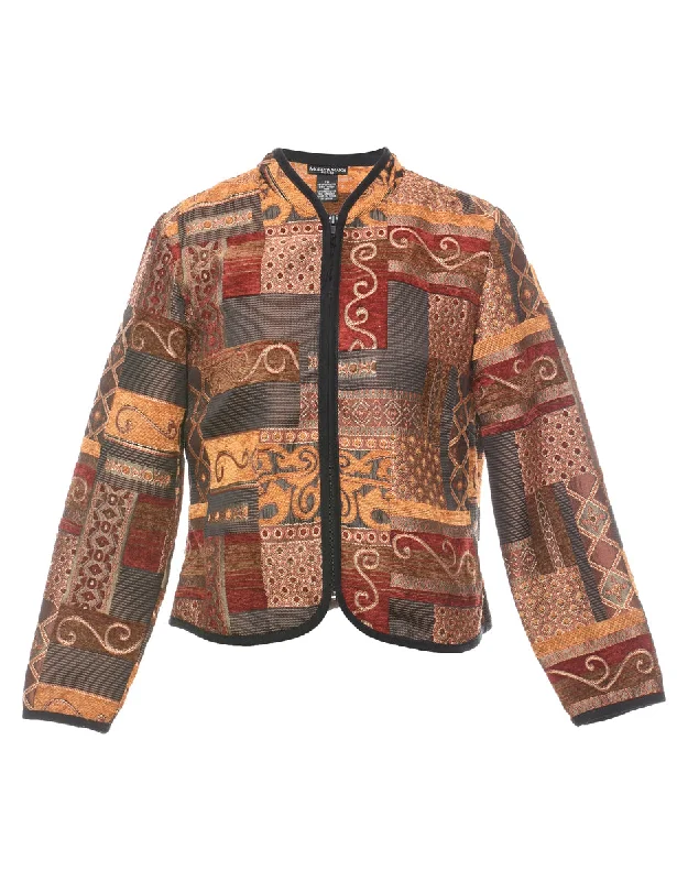 Floral Pattern Multi-Colour Metallic Tapestry Jacket - S