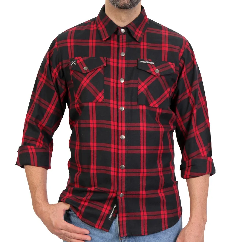 Hot Leathers FLM3001 Men's 'Red and Black' Long Sleeve Flannel Shirt