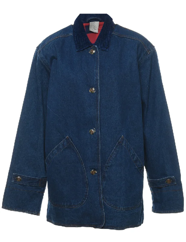 1990s Indigo Dark Wash Denim Utility Jacket - L