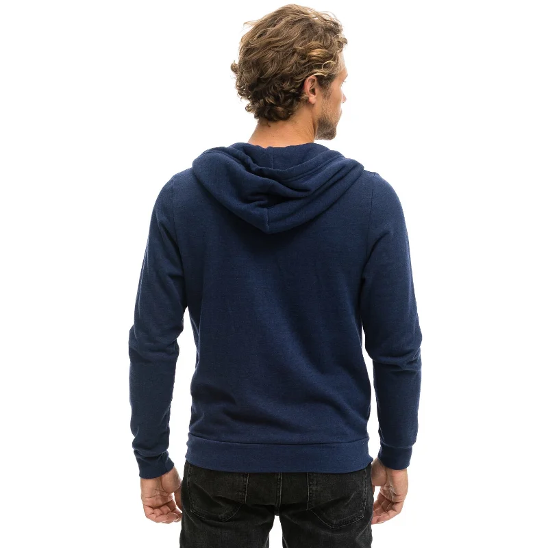 Aviator Nation 5 Stripe Zip Up Hoodie Navy