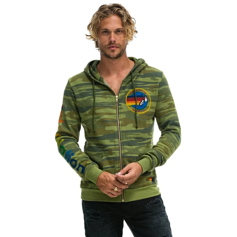 Aviator Nation Zip Up Logo Hoodie Camo