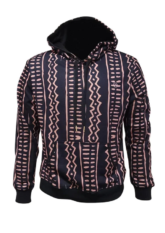 Badu Unisex African Print  Hoodie (Mocha Tribal Lines)